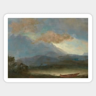 Indian Canoe at Lakeside by Albert Bierstadt Sticker